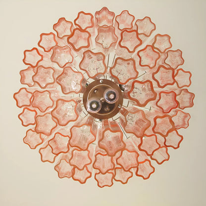 Elegant Pink Murano Glass Tube Chandelier