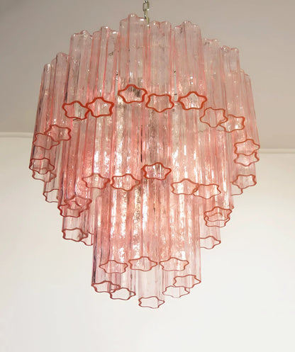 Elegant Pink Murano Glass Tube Chandelier