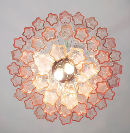 Elegant Pink Murano Glass Tube Chandelier