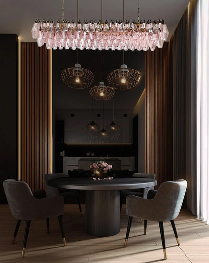 Elegant Pink Murano Poliedri Chandelier