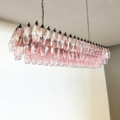 Elegant Pink Murano Poliedri Chandelier