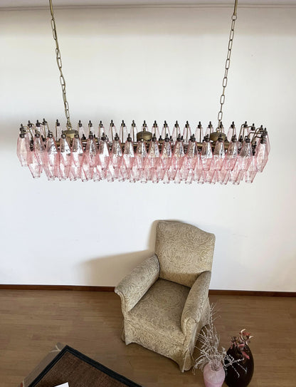 Elegant Pink Murano Poliedri Chandelier