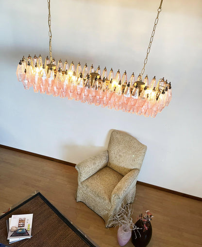 Elegant Pink Murano Poliedri Chandelier
