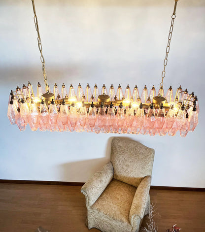 Elegant Pink Murano Poliedri Chandelier