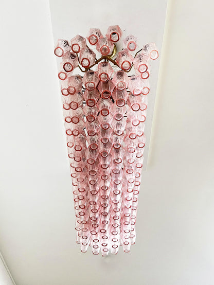 Elegant Pink Murano Poliedri Chandelier