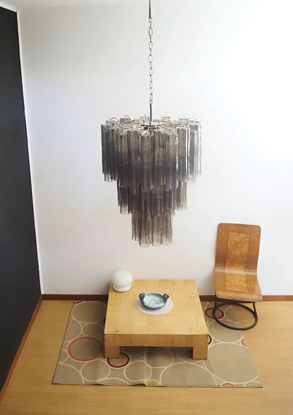 Elegant Smoke Murano Glass Tube Chandelier