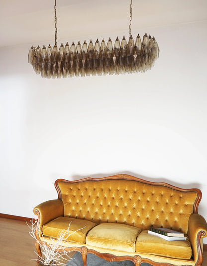 Elegant Smoked Murano Poliedri Chandelier