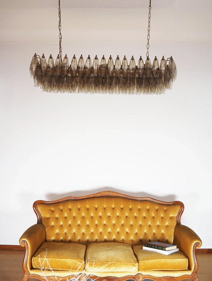 Elegant Smoked Murano Poliedri Chandelier