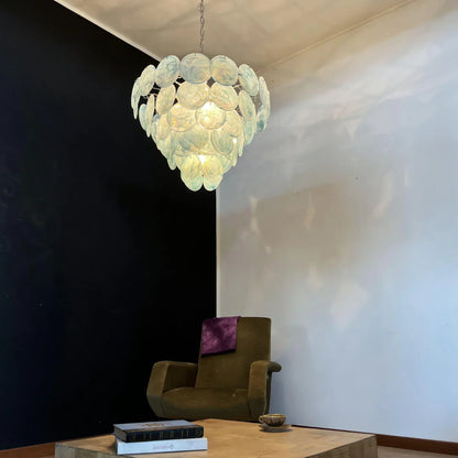 Elegant Blue Murano Disc Chandelier