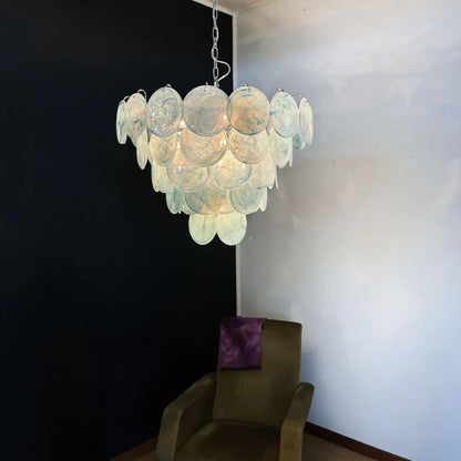Elegant Blue Murano Disc Chandelier