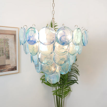 Elegant Blue Murano Disc Chandelier