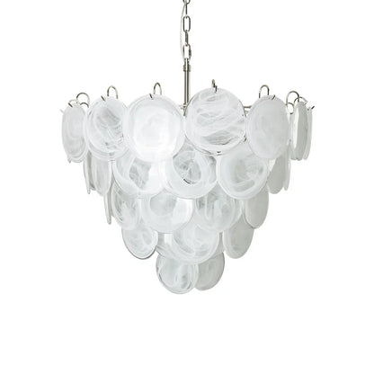 Elegant White Murano Disc Chandelier