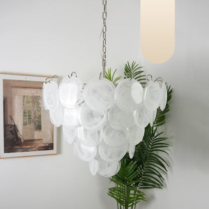 Elegant White Murano Disc Chandelier