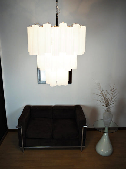 Elegant White Murano Glass Tube Chandelier