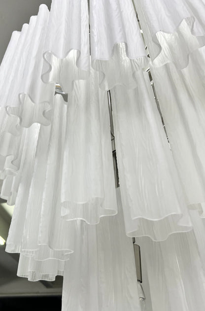 Elegant White Murano Glass Tube Chandelier