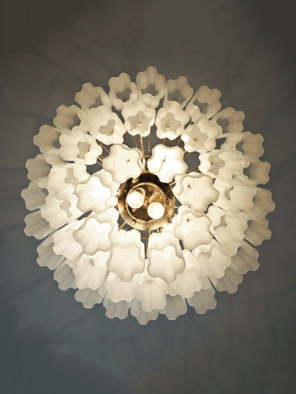 Elegant White Murano Glass Tube Chandelier