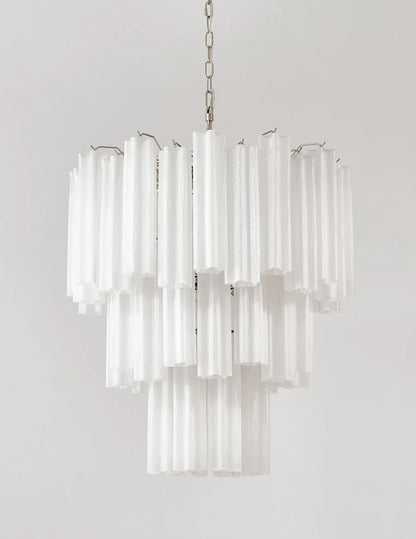 Elegant White Murano Glass Tube Chandelier