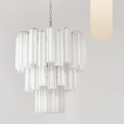 Elegant White Murano Glass Tube Chandelier
