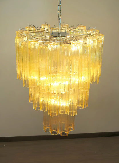 Elegant Yellow Murano Glass Tube Chandelier