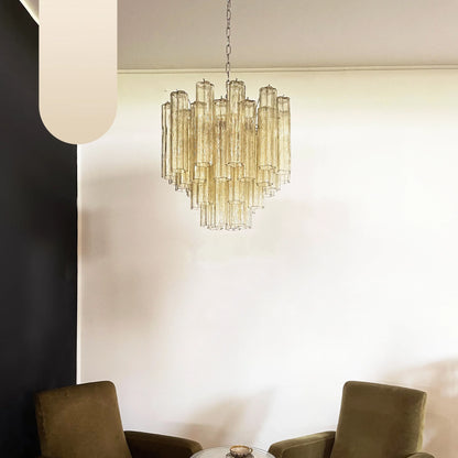 Fantastic Murano Amber Glass Tube Chandelier