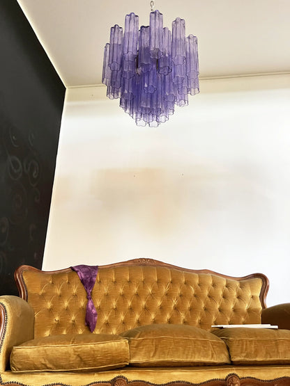 Fantastic Murano Amethyst Glass Tube Chandelier