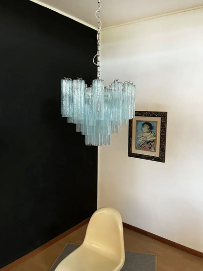 Fantastic Murano Blue Glass Tube Chandelier