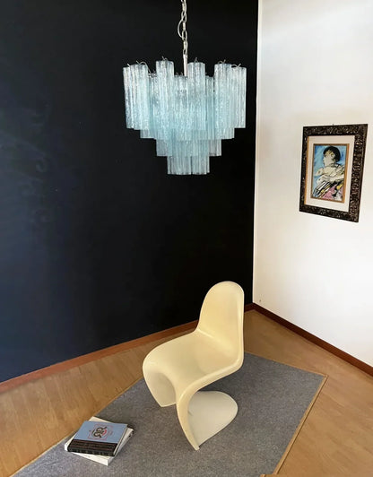 Fantastic Murano Blue Glass Tube Chandelier