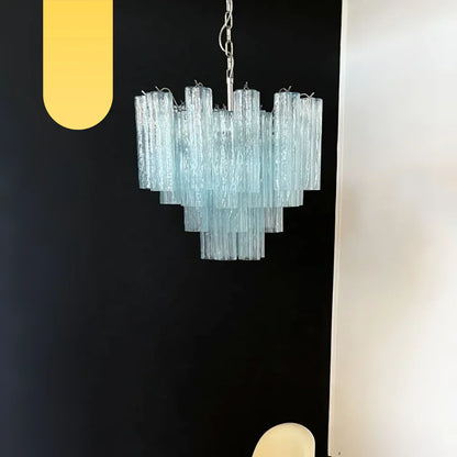 Fantastic Murano Blue Glass Tube Chandelier