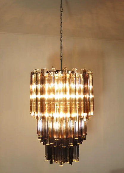 Fantastic Murano Prisms Smoked Transparent Chandelier