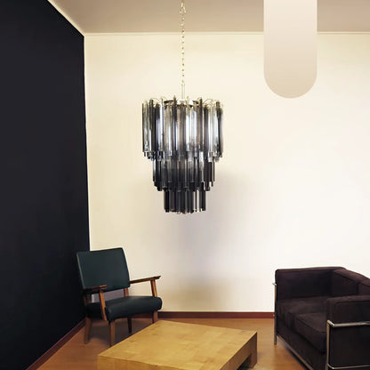 Fantastic Murano Prisms Smoked Transparent Chandelier