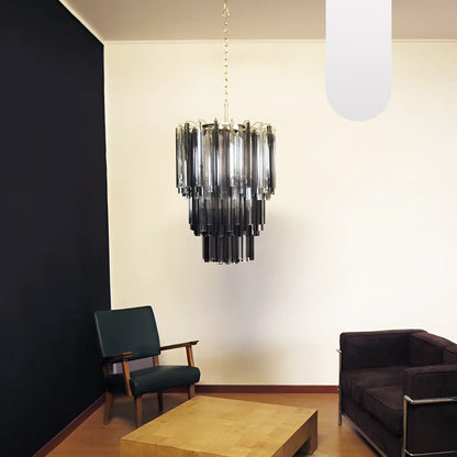 Fantastic Murano Prisms Smoked Transparent Chandelier