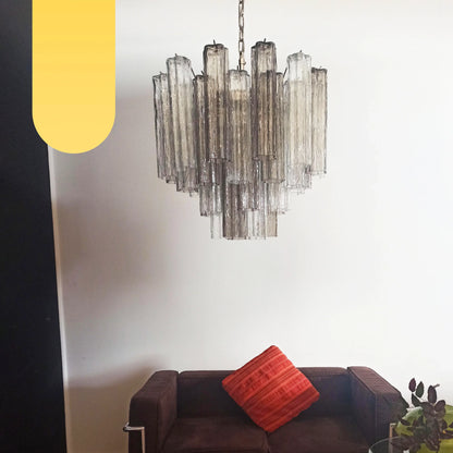 Fantastic Murano Smoked Glass Tube Chandelier