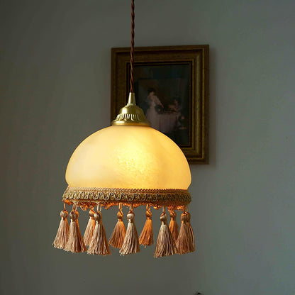French Tassels Brass Pendant Swag Light