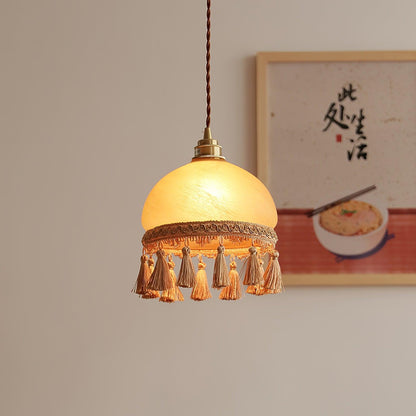 French Tassels Brass Pendant Swag Light