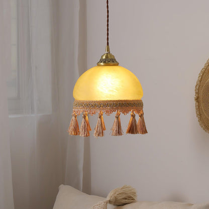 French Tassels Brass Pendant Swag Light