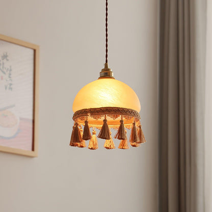 French Tassels Brass Pendant Swag Light