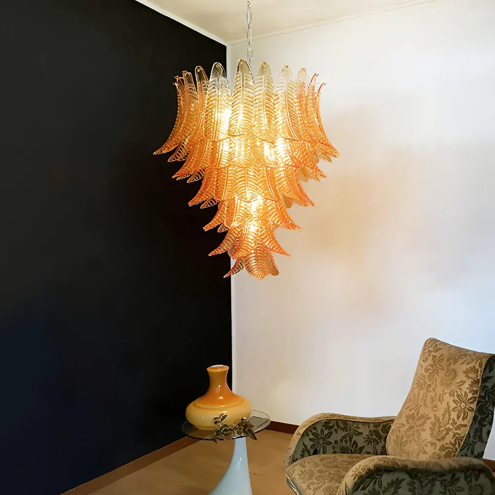 Gorgeous Murano Felci Amber Glass Chandelier