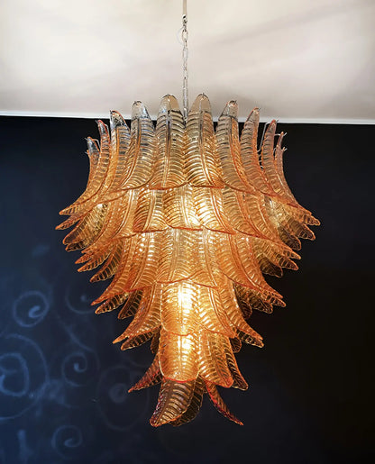 Gorgeous Murano Felci Amber Glass Chandelier