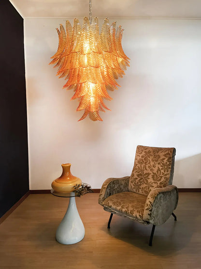 Gorgeous Murano Felci Amber Glass Chandelier