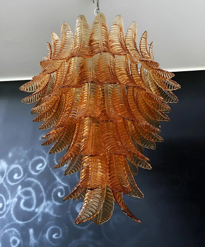 Gorgeous Murano Felci Amber Glass Chandelier