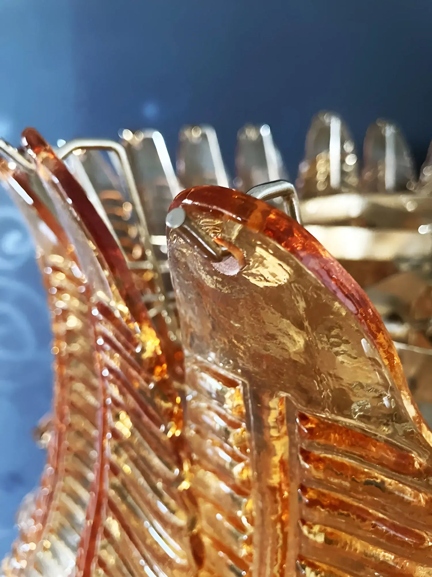 Gorgeous Murano Felci Amber Glass Chandelier