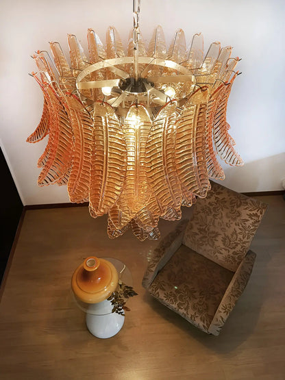 Gorgeous Murano Felci Amber Glass Chandelier