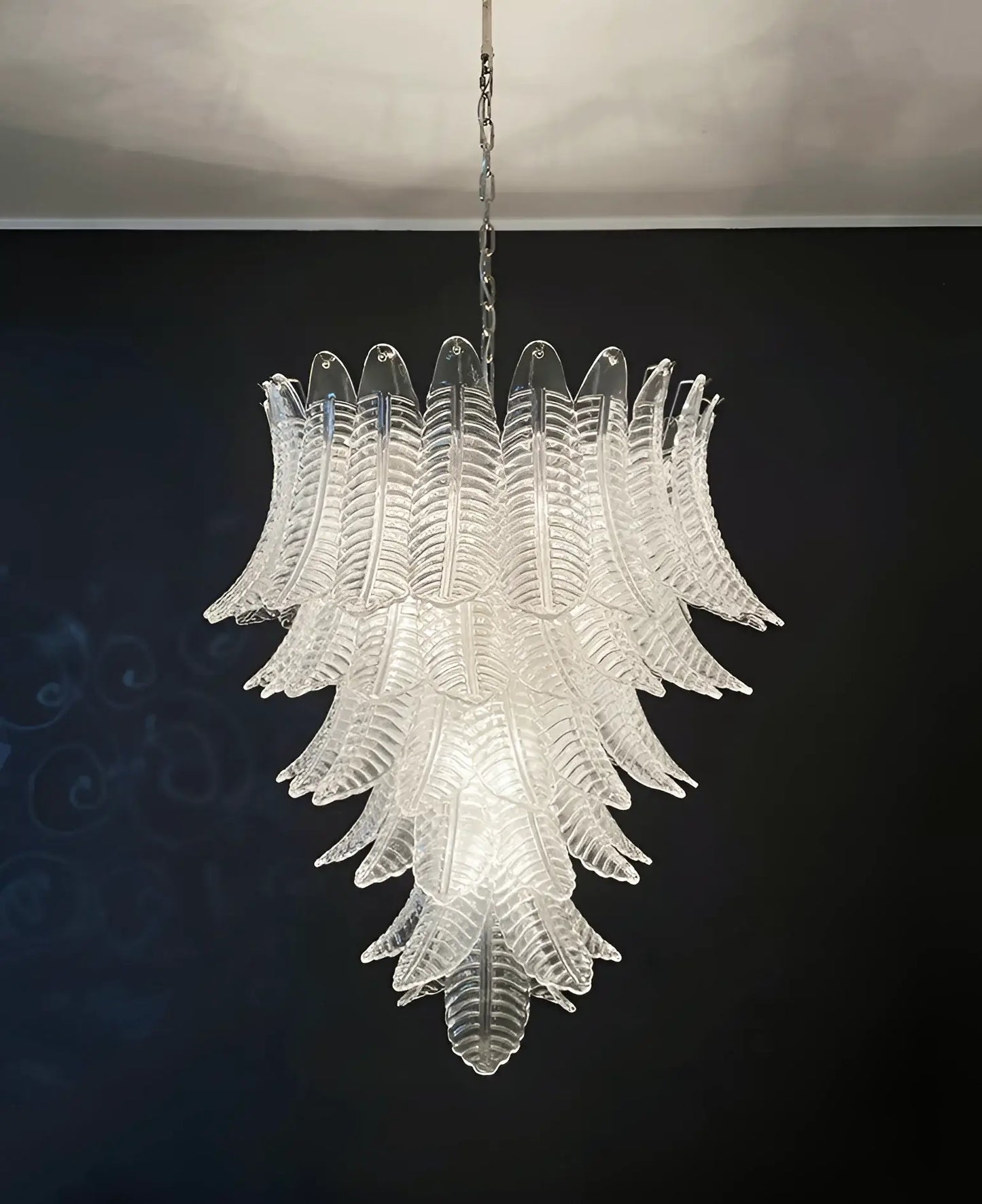 Gorgeous Murano Felci Transparent Glass Chandelier