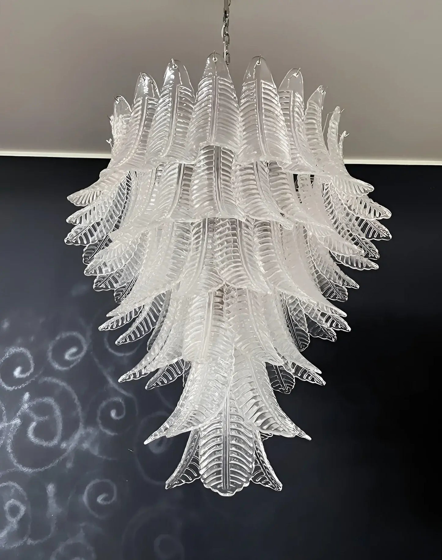 Gorgeous Murano Felci Transparent Glass Chandelier