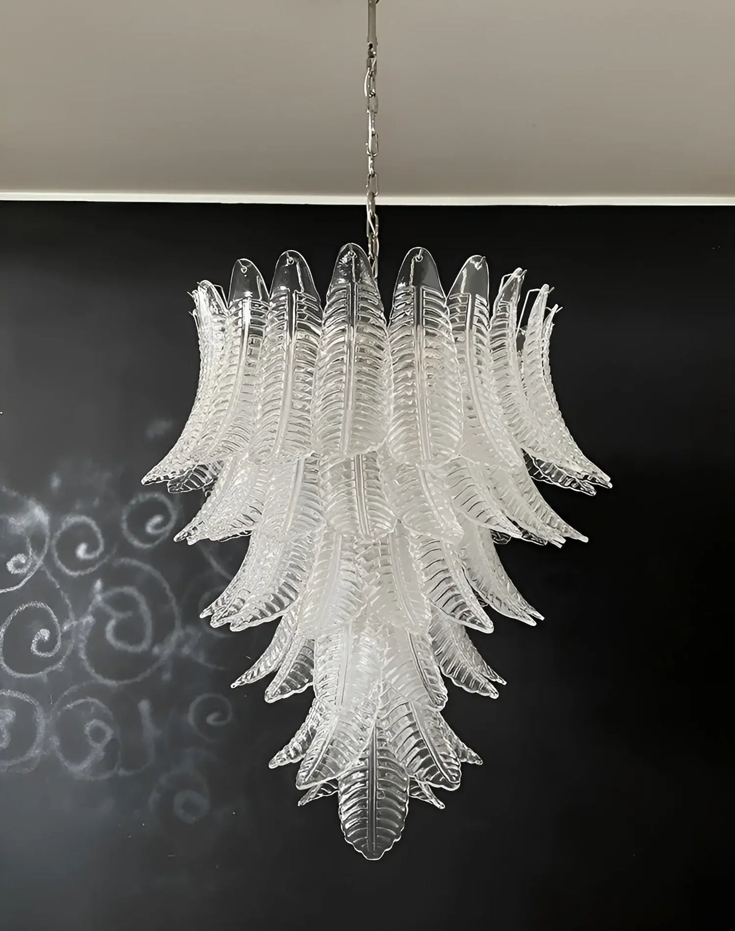 Gorgeous Murano Felci Transparent Glass Chandelier