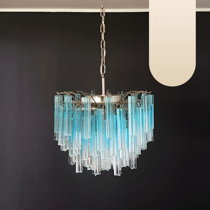 Gorgeous Murano Quadriedri Prisms Blue Chandelier