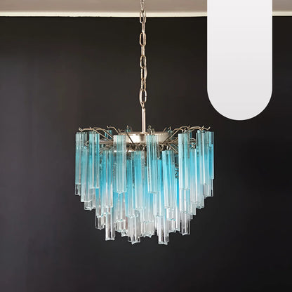 Gorgeous Murano Quadriedri Prisms Blue Chandelier