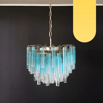 Gorgeous Murano Quadriedri Prisms Blue Chandelier