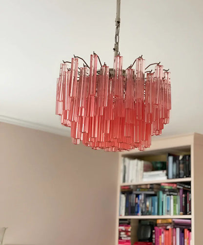 Gorgeous Murano Quadriedri Prisms Pink Chandelier