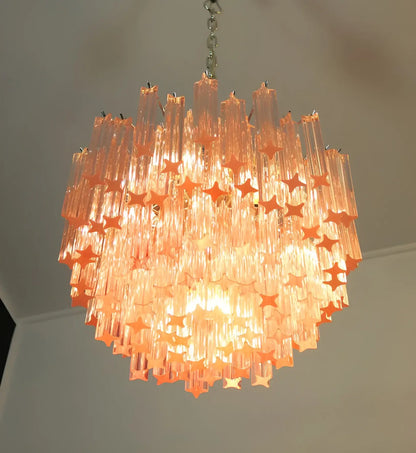 Gorgeous Murano Quadriedri Prisms Pink Chandelier